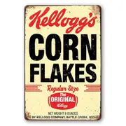 Tin Sign Corn Flakes Kelloggs Original Size Rustic Look Decorative Wall Art