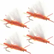 Chubby Chernobyl Ant Orange Foam Body Trout Fly Fishing Flies 4 Flies Hook #10