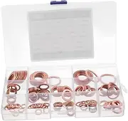 Gatuida Automotive Oil Drain Plug Gasket Set 150pcs Copper Washers Assortment Crush Washer Kit Flat Ring Seal Gasket for Sealing
