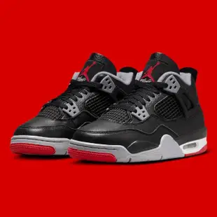 【NIKE 耐吉】休閒鞋 AIR JORDAN 4 RETRO GS BRED REIMAGINED 黑紅 大童 女鞋 FQ8213-006