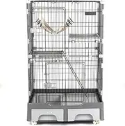 Cat Cage, Cat Cage, Cat Gauge, Includes Toilet, Cat House, Pet Cage, Small Animal Cage, 2 Tiers, Hammock Included, Ladder Included, Height 52.0 inches (132 cm), Spacious, Large, Stylish, Cat