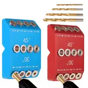 30 45 90 Degree Drill Guide Angle Drill Hole Guide Jig with 4 Sizes Drill Bits for Angled and Straight Hole Sturdy Alumi