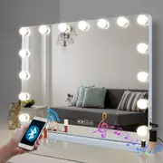 Mount Bluetooth Vanity Makeup Mirror with Hollywood LED Lights - Wall Mount