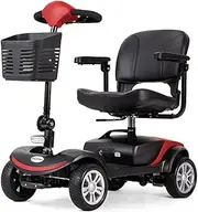 Equipmed FreeRoam+ Mid-Sized Lithium Fast Easy Charge Mobility Scooter, Red