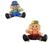 4' Inflatable LED Thanksgiving Harvest Scarecrow Boy &Girl Combo Yard Decoration