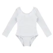 Ballet Costumes Kids Long Sleeve Dance Bodysuit Gymnastics Leotard Girls Ballet Tutu Dancerwear white 11-12 Years
