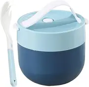 Hot Food Flask, 600ml Microwave Soup Mug with Lid, Stainless Steel Breakfast Pots with Spoon, Leakproof Portable Soup Flasks for Work, School, Picnic Travel Soup Cup