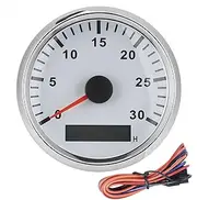 Brilluxa Tachometer Gauge Sensor, 85mm Tacho Meter and RPM Counter with LCD Hour Display Compatible with 12V 24V Boat Engine, Marine Tachometer 3000 RPM Replacement (ホワイトダイヤルシルバーベゼル)