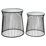[Florabelle Living] Set 2 Black Mirrored Side Tables