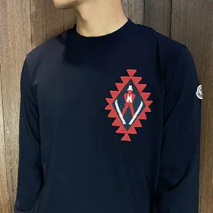 美國百分百【全新真品】MONCLER 長袖 棉質 休閒 T恤 上衣 logo T-shirt 長薄T 深藍 CK72