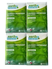 Earth Breeze DETERGENT Sheets-Fresh Scent, 240 Loads, No Plastic Jug, 120 Sheets