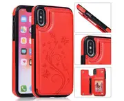 For iPhone XR Leather Cover Wallet - Red