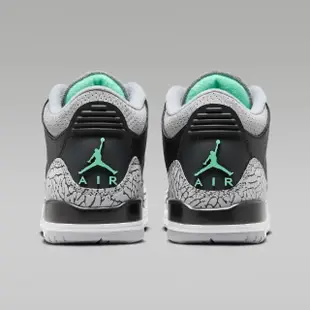 【NIKE 耐吉】休閒鞋 AIR JORDAN 3 RETRO GREEN GLOW GS 爆裂紋 綠光 黑綠 大童 女鞋 DM0967-031