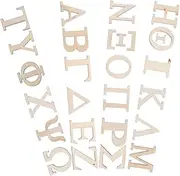 FUNNETOYU Greek Letter Stickers Set 48pcs Wooden Roman Numerals Flash Cards for Kindergarten Alphabet Learning Educational Toy