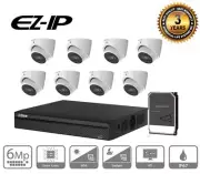 EZIP by Dahua 6MP kit 8x IP Security Camera System 8 Channel NVR CCTV with 4TB