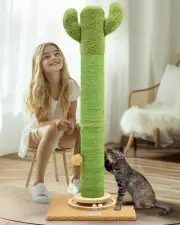 SC37 Extra Thick Scratching Posts for Indoor Large Cats Adults, 37inch Cactus...