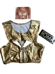 ROMA IS-3752 Shiny Metalic Crop Top, Gold, S/M; Silver, M/L. Reg.$$26