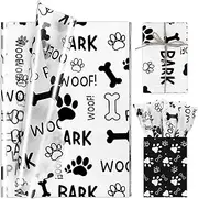 100 Sheets 20 * 14 Inches Dog Paw Print Tissue Paper, Puppy Paws Gift Wrap Tissue, Let's Pawty Woof Bark Pattern Tissue Paper for Gift Wrapping for Birthday Baby Shower DIY Craft