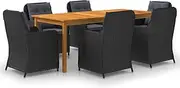 Kitchen Chair Set, Balcony Furniture with Table, 7 Piece Garden Dining Set for Porch, Poolside, Deck, Garden, 200 x 90 x 74 cm, Dark Grey