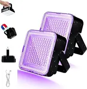 2 Pack Rechargeable Black Light, 60W 5000 mAh Dimmable UV Black Light, 100 LED 395 nM Ultraviolet Blacklight, for Dog Cat Pet Urine Stains Detection, Bed Bug, Scorpions, Bedroom, Camping, Outdoor