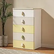 GUAWJRZDP Colorful Storage Cabinet, Drawer Chest, Plastic Chest of Drawers, Drawers Organizer Storage with Wooden Top, Drawer Chest for Bedroom, Living Room, Kids Room(5-Tier)
