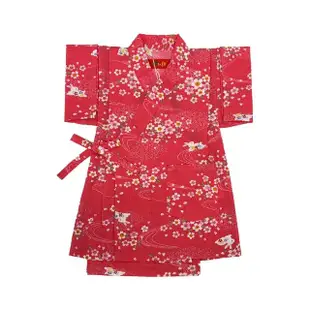 【小樽漁場】竹 竹蜻蜓 桃紅玉兔兒童和服甚平(日式和服 傳統染色編織 竹)