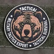 [TS Tactical Store] Patch PVC Military Tactics Expert Bear 3D Velcro | Size 80 mm | 3D Velcro Patch for Military Backpacks | Ideal Outdoor, Hiking, Bushcraft, Survival | TS-PTCH-Bear