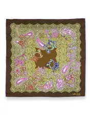 [Declic] Stowe Paisley Pocket Square in Brown