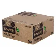 Scotch Magic Greener Tape, Permanent, 3/4" x 25 yd, Transparent, 12PK