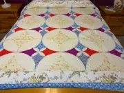 king machine pieced and quilted Patchwork quilt J-22