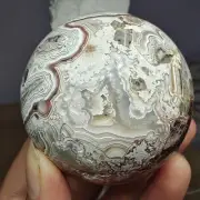 421g Natural Mexico Banded Agate Quartz Sphere Polished Crystal Ball Reiki Decor
