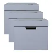 3PK Marbig 41.5cm Archive Box Document Holder Organiser File Storage w/ Lid Grey