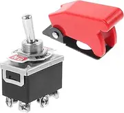 Gatuida 203A Heavy Duty 3 Position Toggle Switch with Red Protective Cover for Car Dash 12V DPDT Durable Toggle Switch for Automotive A0076