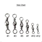 50pcs pack Fishing Barrel Swivel Pivoting line connector size #1,3,5,7,10,12 New