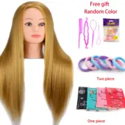Mannequin Head 100% Synthetic Hair Hairdresser Training Head with Tripod Manikin