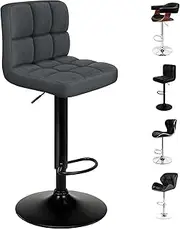 [ALFORDSON] Bar Stool Set of 2 Adjustable Kitchen Stools Ralph Swivel Counter Barstools Fabric Dining Chair in 62-83cm Seat Height with Floor Protector for Home Bar Dining Room (Dark Grey)