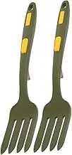 HOLIDYOYO 2 Pack Silicone Forks Long Handle Non Stick Comfortable Grip Lightweight for Cooking Pasta and Salad