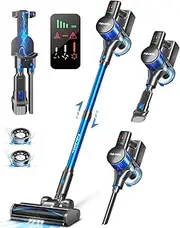 [FABULETTA] Cordless Vacuum Cleaner, Lightweight Vacuum Cleaners for Home with 500W Brushless Motor, Rechargeable Stick Vacuum Up to 55 Mins Runtime, Great for Pet Hair, Carpet, Hard Floor, Deep Blue