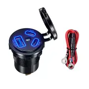 1Pcs Dual PD+QC 3.0 USB Port Car Cigarette Lighter Socket Plug LED Indicator