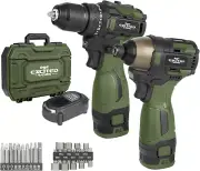 17V Brushless Screwdriver Drill Set, 140Nm Cordless Impact Driver & 55Nm Electri
