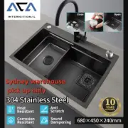 Overflow Topmount Kitchen Sink Colander Grey Black PICK UP 304 Stainless Steel