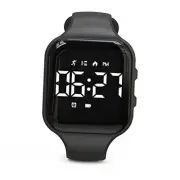 Non-Bluetooth Led Fitness Tracker Watch,Digital Pedometer Square - black