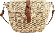 [LIUQIONGHUA] Straw Bag Straw Bag, Outing Messenger Bag, Beach Bag, Woven Shoulder Bag, Mobile Phone Bag Straw Bags For Women, White, Large