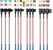 12 Pack Assorted Fuse Taps (Micro2, Mini, Low Profile Mini, Standard) & 111 Blade Fuses, Add-A-Circuit Adapter, Fuse Puller - Ideal for Cars, Trucks, SUVs, ATVs, Boats Complete Kit (12Pack)