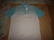 MENS XLARGE LIGHT AQUA BLUE/WHITE GRAPHIC SLIGO POLO SHIRT - NWT