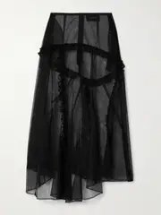 [Simone Rocha] Simone Rocha - Ruffled Tulle Midi Skirt - Black - UK 6 UK 6 Black