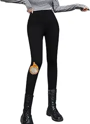 [ZPLxi] Women's Fleece Lined Leggings Ultra Soft Thermal High Waist Tummy Control Compression Jeans Winter Warm Skinny Tights Pants Trousers Base Layer for Girl (Fleece Liner)