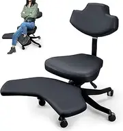 Cross Legged Office Chair -Meditation Chair ADHD Office Chair Cross Legged Desk Chair, Yoga ADHD Ergonomic Kneeling Chair with Lumbar Support and Adjustable Height Stool Wheels