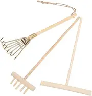 3-Piece Bamboo Rake Set for Art Sand Zen Garden Rake for Sensory Play Mini Rake Handicrafts