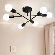 6-Light Vintage Sputnik Chandelier, Modern Adjustable Arm Semi Flush Mount Ceili